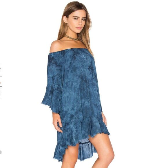 Boho REVOLVE x  BLUE LIFE Off the Shoulder Sunset Calista Tie Dye Dress Large - Picture 1 of 5